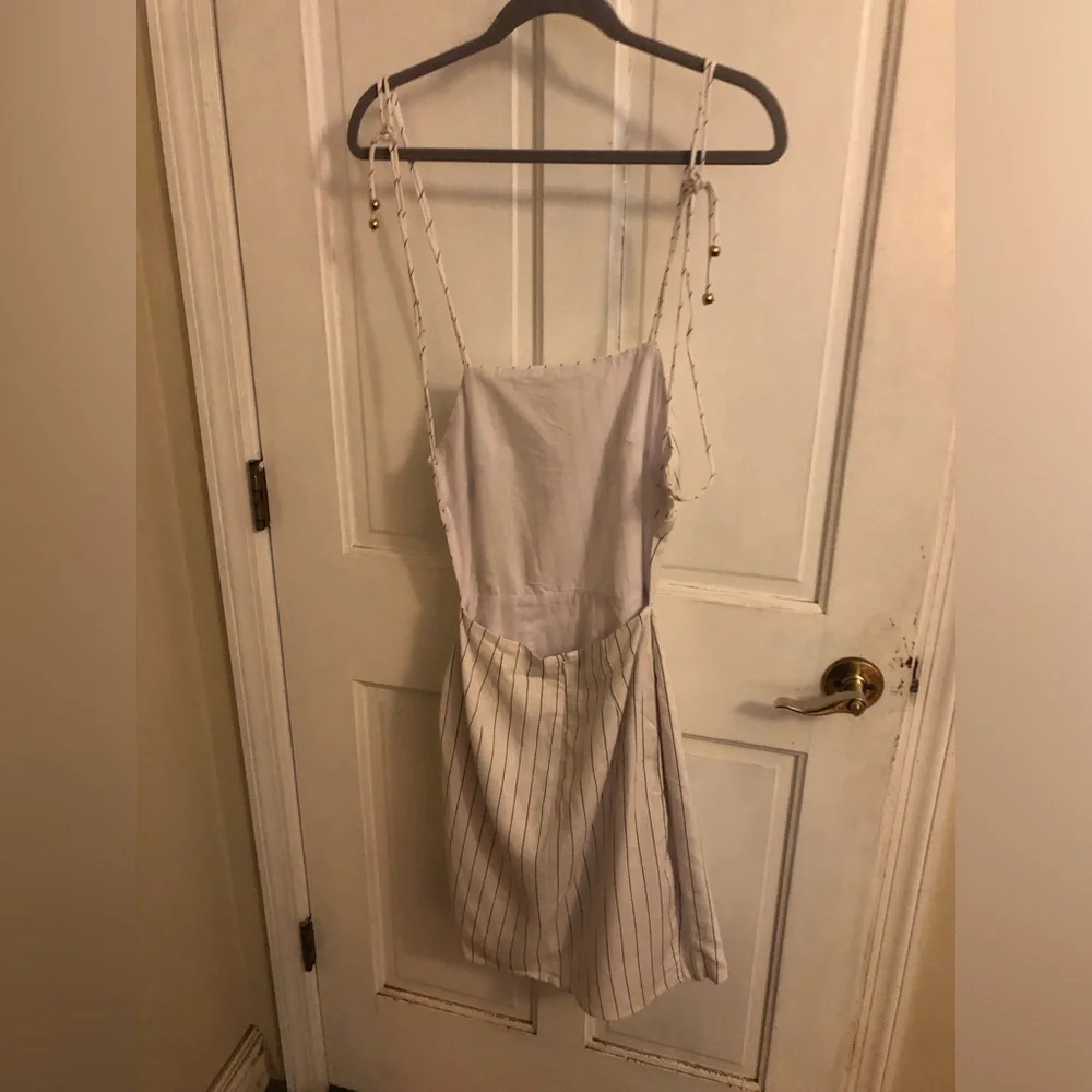 Sabo Skirt Dress Strapless White and Blue Wrap Skirt - Picture 5 of 13